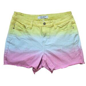 Judy Blue Shorts Womens Med Pastel Ombre Yellow Blue Pink Jean Shorts Preppy